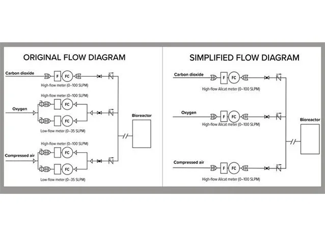 Bioreactor gas line diagram mass flow controller