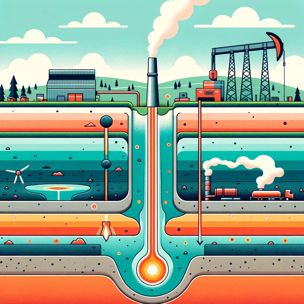 DALL-E geothermal energy extraction illustration