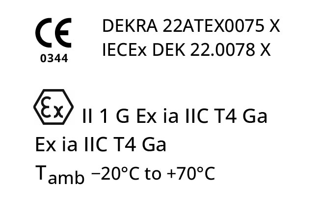 CE 0344 DEKRA 22ATEX0075 X IECEx DEK 22.0078 X