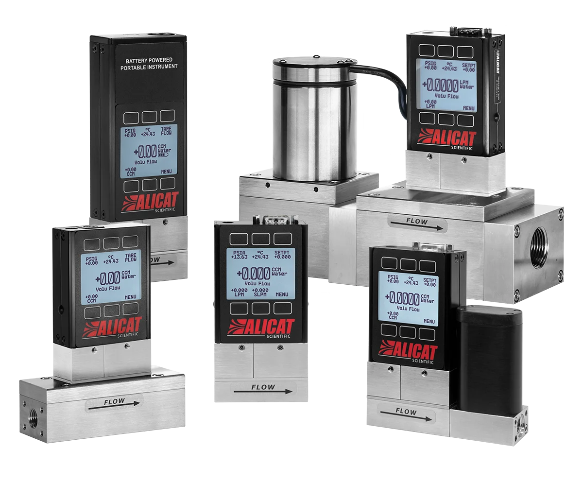 Liquid flow meters and controllers from Alicat Scientific, including laminar DP and Coriolis technology.