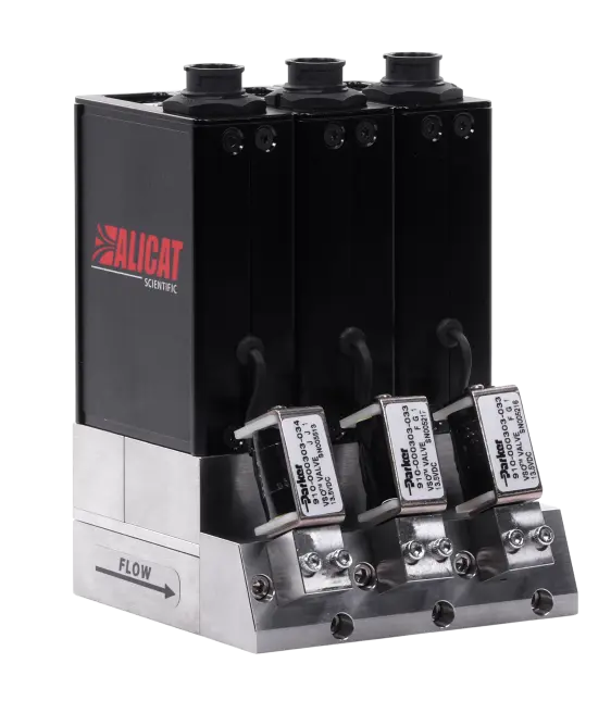 Custom mass flow controller manifold from Alicat Scientific.